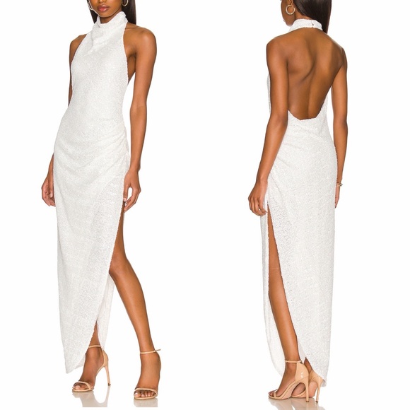 Amanda Uprichard Samba White Sequin Gown Size Large